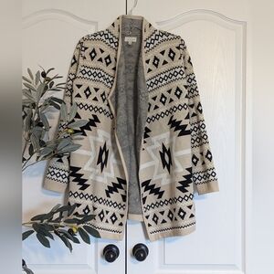 Lucky Brand Jacquard Draped open cardigan